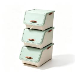 禧天龙 翻盖收纳箱 35L×3个 竹青色