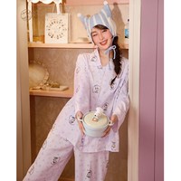 宫蝶 史努比云朵棉 浅紫 L码 睡衣家居服套装