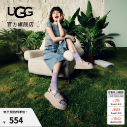 UGG 1152685 厚底露趾魔术贴 海盐色 39码 女士凉鞋