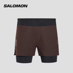 萨洛蒙 SENSE 2IN1 SHORTS 轻量透气 咖啡豆棕 S 运动短裤
