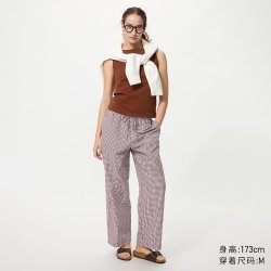 优衣库 舒适长裤优衣库女装/泡泡纱休闲裤26春夏新款484604