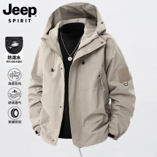 JEEP SPIRIT 吉普冲锋外套 男夹克 多口袋宽松工装上衣 卡其色 XL