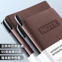 朗捷 笔记本本子a5羊巴皮面记事本256页95克加厚本子带笔插商务笔记本文具日记本办公会议记录本可定制