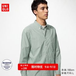 优质长绒棉格子衬衫/长袖优衣库男装女装衬衣486583 482461