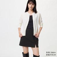 移动端：棉莫代尔混纺圆领针织开衫优衣库女装/毛衣毛衫外套26新款482977