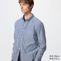 优衣库 优质长绒棉条纹衬衫/长袖 486582 482460