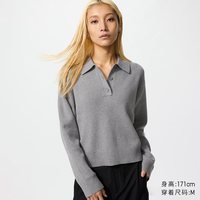 柔滑棉质POLO领针织衫优衣库女装/毛衣毛衫482971