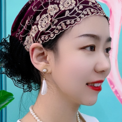 MK 女士包头帽头巾帽风情优雅透气方便携带手工点钻配饰大花2025新