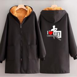 加绒加厚长袖围裙女罩衣家用正穿带帽保暖上班时尚工作服外套男士