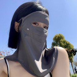 防晒面罩女户外开车防紫外线护颈护额全脸遮阳口罩冰丝脸罩脸基尼