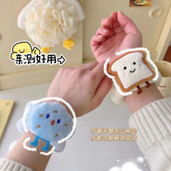 毛绒可爱防湿咖色蓝色吐司手腕带耐用洗脸洗漱湿袖洗脸神器发圈