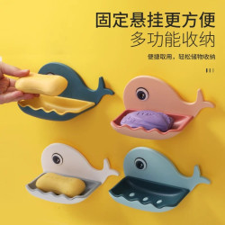 肥皂盒壁挂式卫生间免打孔置物架浴室沥水双层浴室香皂肥皂收纳盒