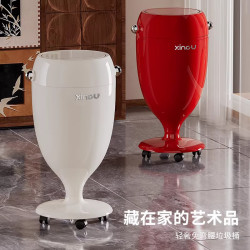 星优 创意高脚杯垃圾桶轻奢风免弯腰垃圾桶家用大容量带轮可移动