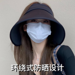 环绕式UV防晒空顶帽子女夏大檐户外出游护脸遮阳帽防紫外线太阳帽