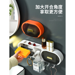 肥皂盒免打孔壁挂沥水翻盖香皂盒卫生间置物架家用加大防水
