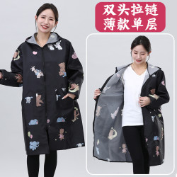 新款薄款罩衣女时尚防水厨房家用拉链长款加厚外套工作服长袖围裙