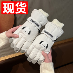 盛琦 现货滑雪手套女冬季新款加厚绒棉骑电车防风防水保暖卡通可爱触屏