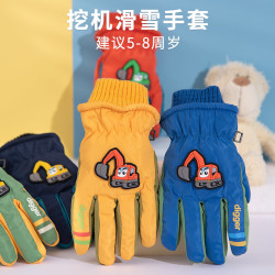 儿童滑雪手套冬季冬天加绒加厚防水防风防冻玩雪男女孩子小童挖机