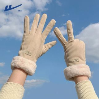 回力 手套女加绒加厚骑行手套保暖防寒时尚冬季新款可爱电动车手套