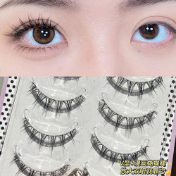 假睫毛女自然仿真一片式V型女团睫整对透明梗眼睫毛