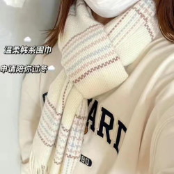 2023新款秋冬季仿羊绒格子保暖ins百搭jk日系可爱围巾女学生围脖