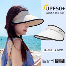 万宝绿 大帽檐空顶遮阳帽女夏季户外骑行防晒帽防紫外线太阳帽子显脸小