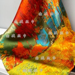 新90大方方巾丽锦缎优雅百搭油画印花高端丝巾（90*90cm)