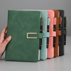 a5简约韩版日记本烫金记录超厚内页皮面设计商务记事本加厚双面