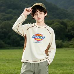 Dickies 儿童秋季长袖简约时尚洋气撞色T恤中大童休闲百搭上衣童装潮