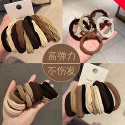 超薄家宽皮筋10件套简约马尾圈高弹力发绳丸子头饰品配件头绳黑色