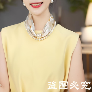 主2026新品摩登时尚织锦缎丝巾套装度假风服饰