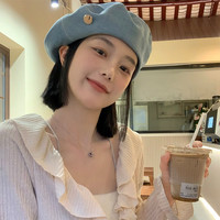 牛仔贝雷帽女夏季韩版百搭显脸小蓓蕾画家帽网红大头围帽子时尚