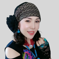 蕾丝网纱遮白发包头帽四季盘发透气优雅洋气帽子女新款头巾帽百搭