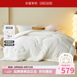 水星家纺 A类阻螨新疆100%纯棉花冬被芯子全棉秋冬被子 慢时光净味棉花冬被 220cm×240cm