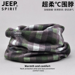 JEEP SPIRIT JEEP男女围脖套秋冬防风骑行户外套头两用多功能保暖时尚格子围巾