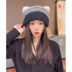 霁雪西子秋冬网红女士百搭毛绒编织保暖帽可爱帽子