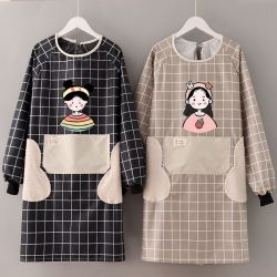 大人围裙长袖家用厨房做饭防水防油时尚女罩衣韩版可爱工作服定制