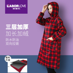 加绒加厚罩衣女士家用厨房防水工作服时尚外套冬季防油长袖围裙长
