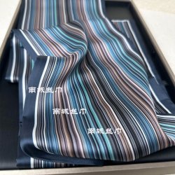 新款度假风蓝色系五彩条纹港风长条丝巾16*150cm