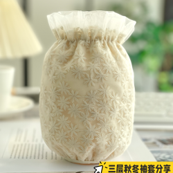 韩风3层蕾丝袖套防污时尚少女高颜值羽绒服套袖防脏袖筒短款白色