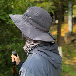 夏季透气户外渔夫帽男徒步登山防晒帽子薄款遮阳钓鱼帽大檐太阳帽