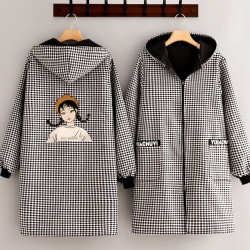 曼达萌 时尚加绒长袖围裙加厚罩衣女新款保暖干活耐脏工作服护衣大人定制