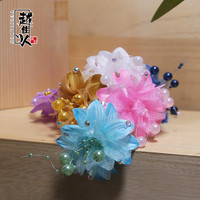多色绢花头花布花镶钻舞台专用越剧戏曲花旦小旦饰品