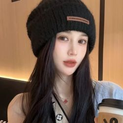 秋冬季简约针织毛线帽纯欲微胖显脸小减龄保暖