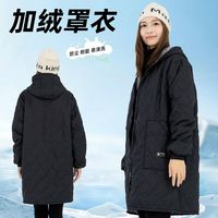 秋冬新款长袖加厚加绒围裙厨房家用耐脏上班干活户外抗寒男工作服