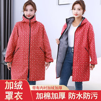 加绒加厚罩衣保暖厨房围裙长袖拉链连帽工作服耐磨脏防水正穿衣冬