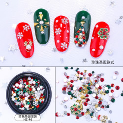 春柚美甲饰品圣诞节混装美甲钻圣诞美甲饰品圣诞材料包指甲钻雪花