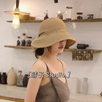 晴子Studio~宽檐度假蝴蝶结褶皱盆帽UF50+