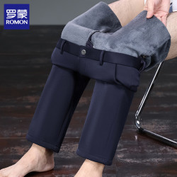 罗蒙 商务休闲裤男2026冬季新款加绒厚款  519藏青 加绒 33