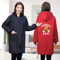 宣怡 时尚加绒正穿衣长袖防水防油连帽外套罩衣工作服定制logo男女同款
